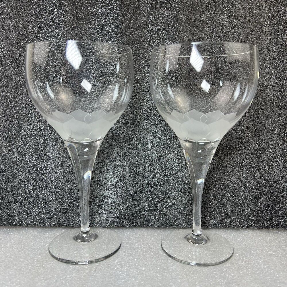 Pair Of Rosenthal Studio Linie Lotus Blossom Wine Glasses Discontinued 6.5” MCM